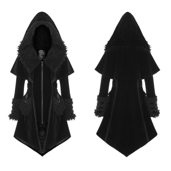 PUNK RAVE Hooded Pointed Hem Coat - Image 5