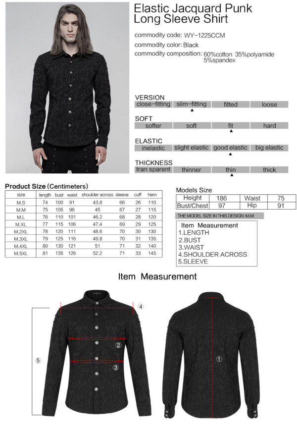 PUNK RAVE Elastic Jacquard Punk Long Sleeve Shirt - Image 10