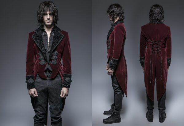 PUNK RAVE Gothic Classical Velour Man Long Jacket - Image 7