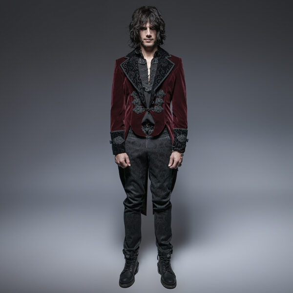 PUNK RAVE Gothic Classical Velour Man Long Jacket - Image 3