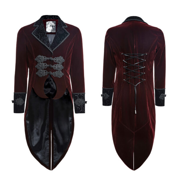 PUNK RAVE Gothic Classical Velour Man Long Jacket