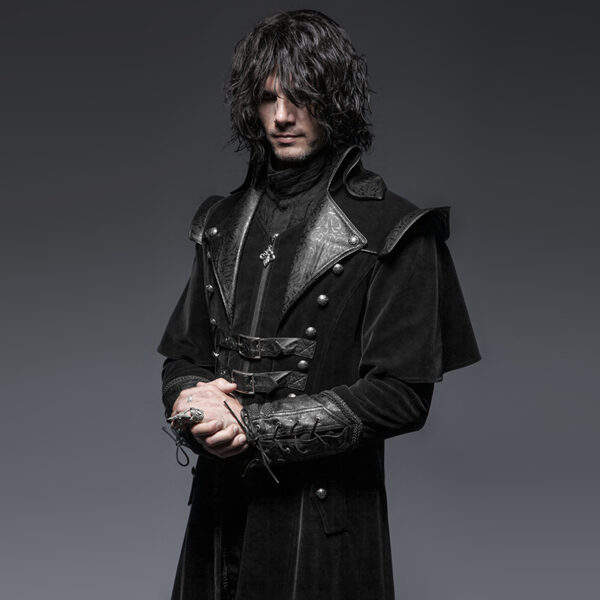 Gothic Crimp Shoulder Long Coat - Image 2