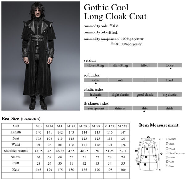 Gothic Crimp Shoulder Long Coat - Image 11