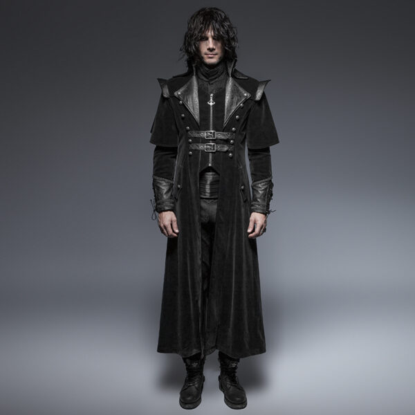 Gothic Crimp Shoulder Long Coat - Image 3