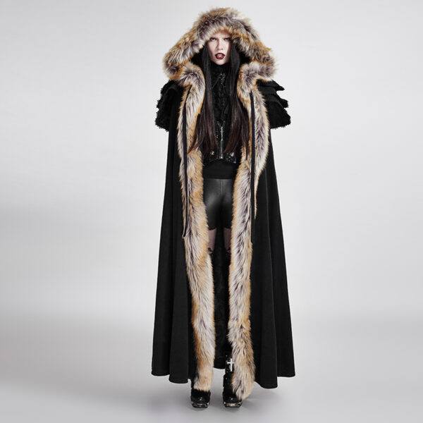 PUNK RAVE Winter Long Fur Cloak - Image 2