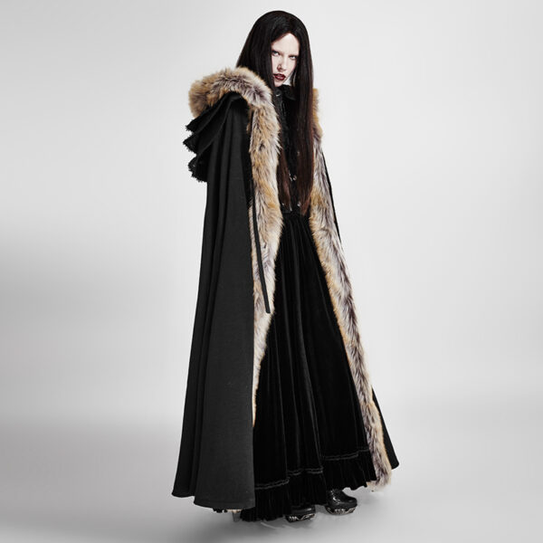 PUNK RAVE Winter Long Fur Cloak - Image 6