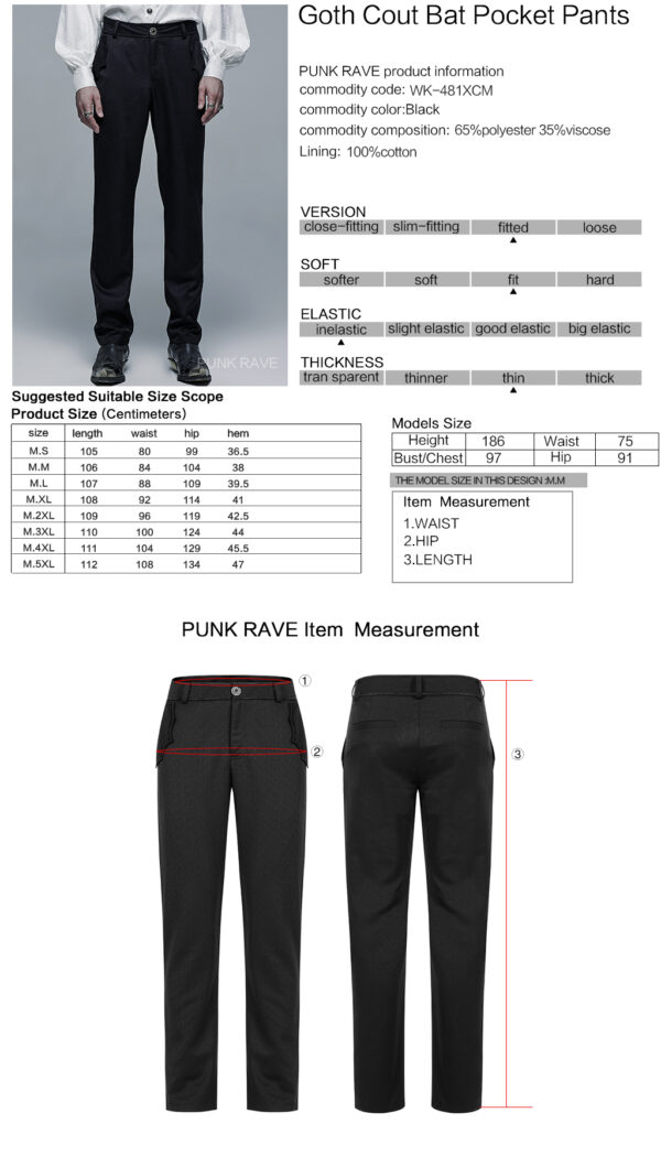 PUNK RAVE Goth Cut Bat Pocket Trousers - Image 9