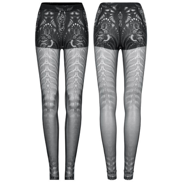 PUNK RAVE Goth Skinny Skeleton Print Leggings  - Image 5