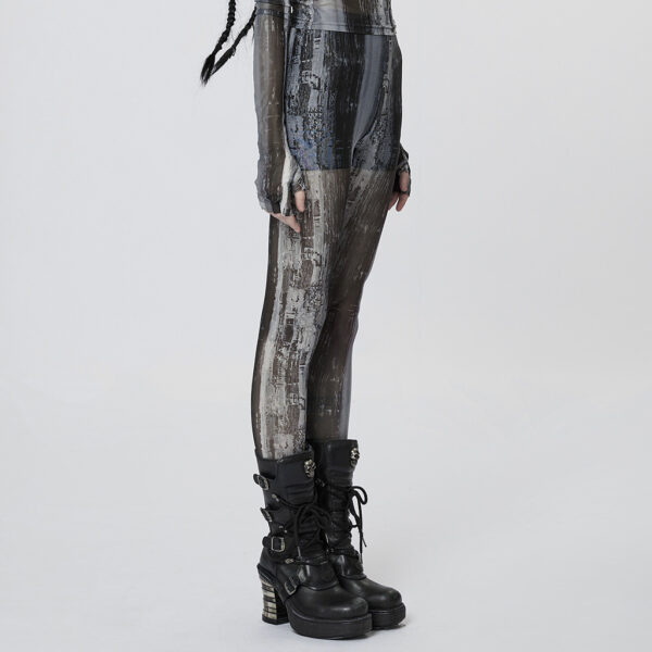 PUNK RAVE Perspective Tech Wear Tight Mesh Leggings - Image 2