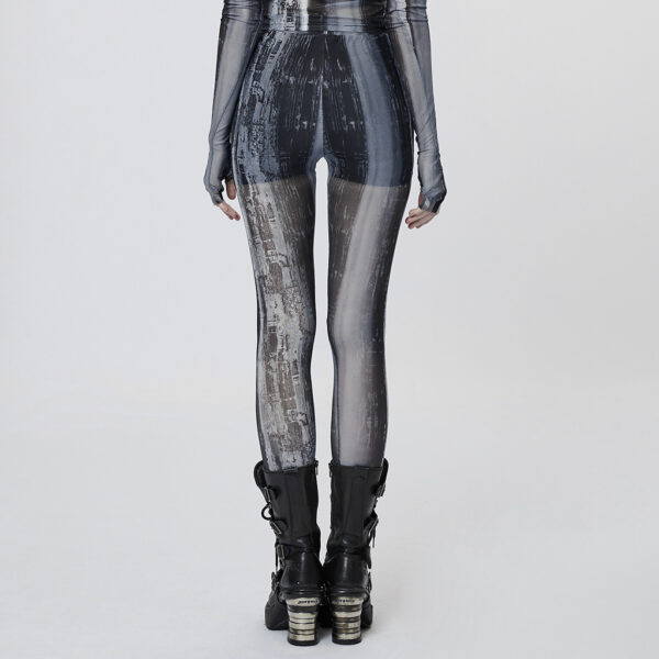 PUNK RAVE Perspective Tech Wear Tight Mesh Leggings - Image 3