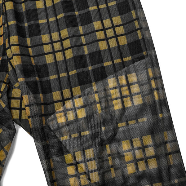 PUNK RAVE Mesh Perspective Yellow Plaid Tight Leggings - Image 7