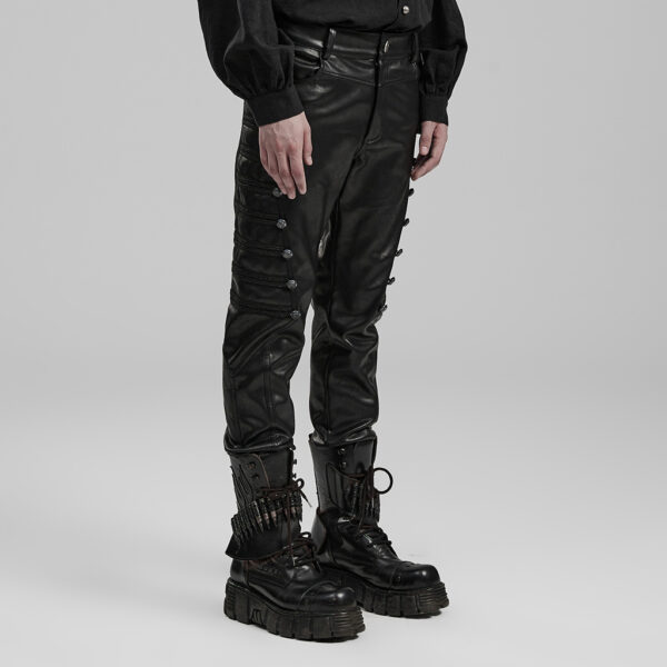 PUNK RAVE Back Patch Pockets PU Trousers - Image 2