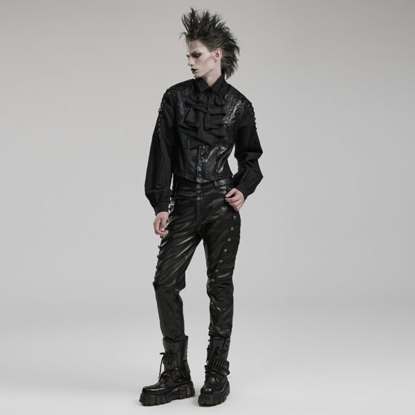 PUNK RAVE Back Patch Pockets PU Trousers - Image 4