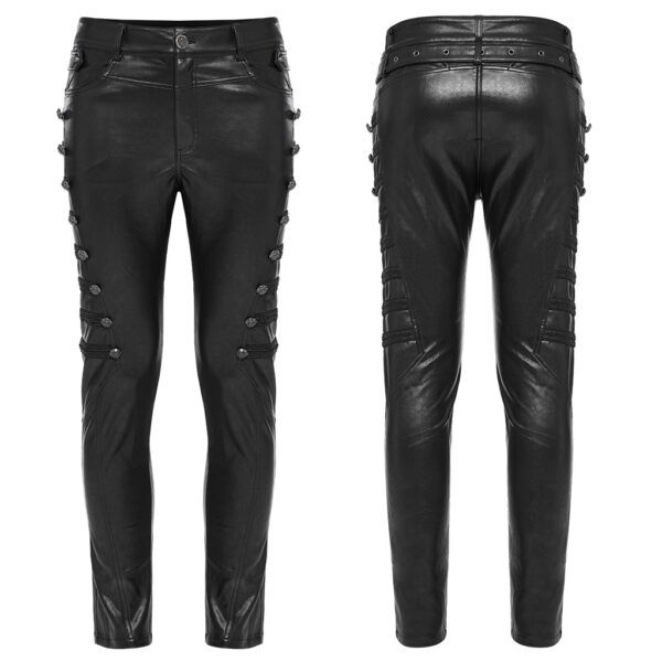 PUNK RAVE Back Patch Pockets PU Trousers - Image 5