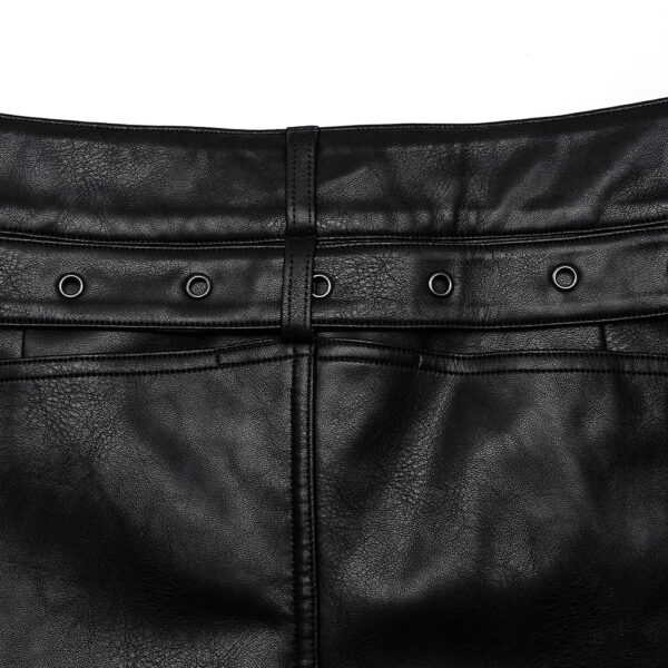 PUNK RAVE Back Patch Pockets PU Trousers - Image 7