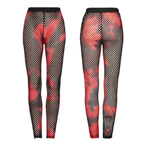 PUNK RAVE Perspective Tie-Dyed Mesh Leggings - Black/Red - Image 5