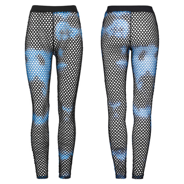 PUNK RAVE Perspective Tie-Dyed Mesh Leggings - Black/Blue - Image 5