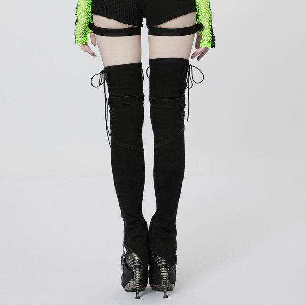 PUNK RAVE Denim Long Stockings Leg Warmers - Image 3