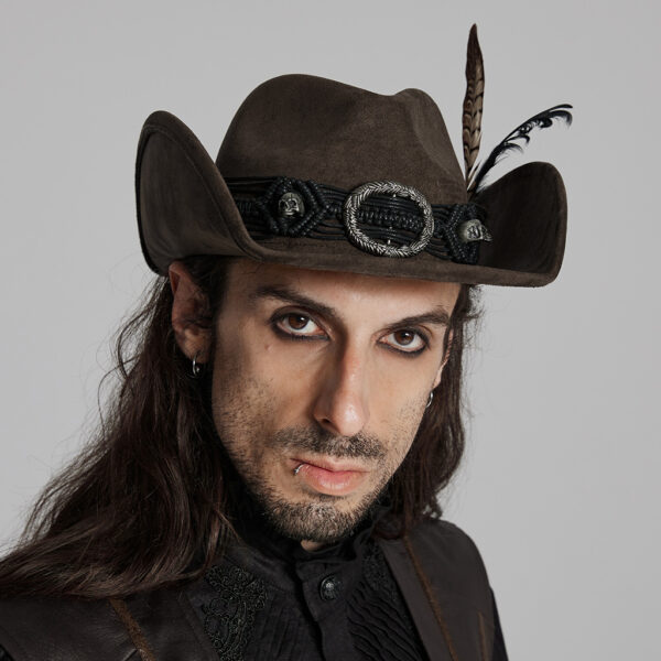 Classic Retro Suede Punk Western Cowboy Hat - Image 2