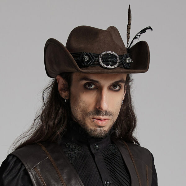 Classic Retro Suede Punk Western Cowboy Hat - Image 4