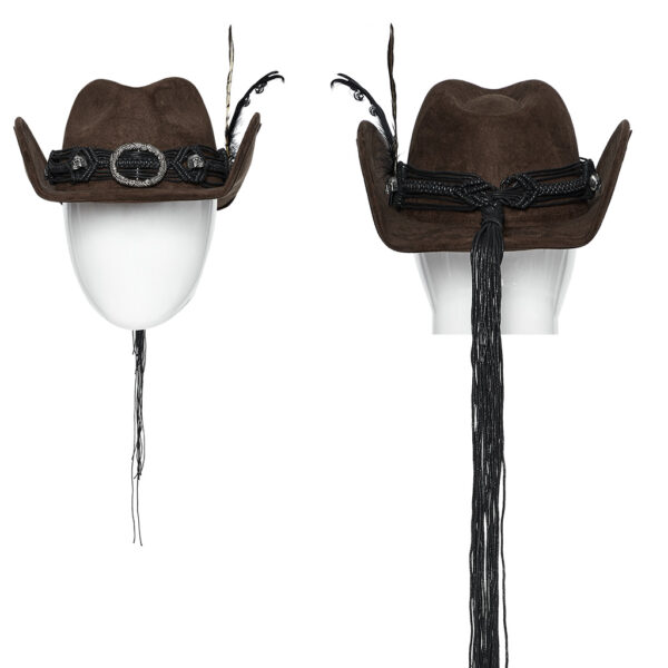 Classic Retro Suede Punk Western Cowboy Hat - Image 10