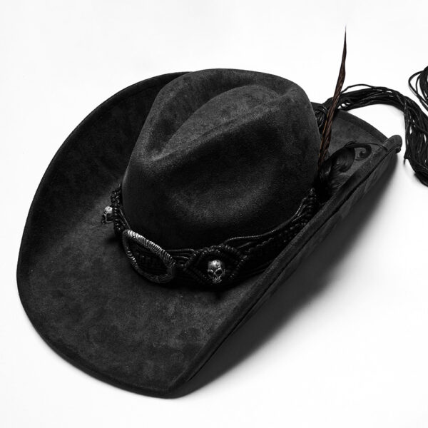 Classic Retro Black Suede Punk Western Cowboy Hat