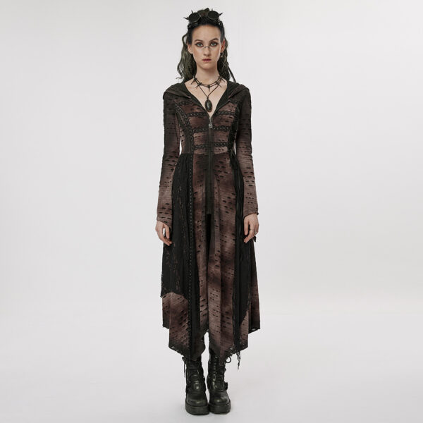 Gothic Dark Tie-Dye Irregular Design Dress Coat