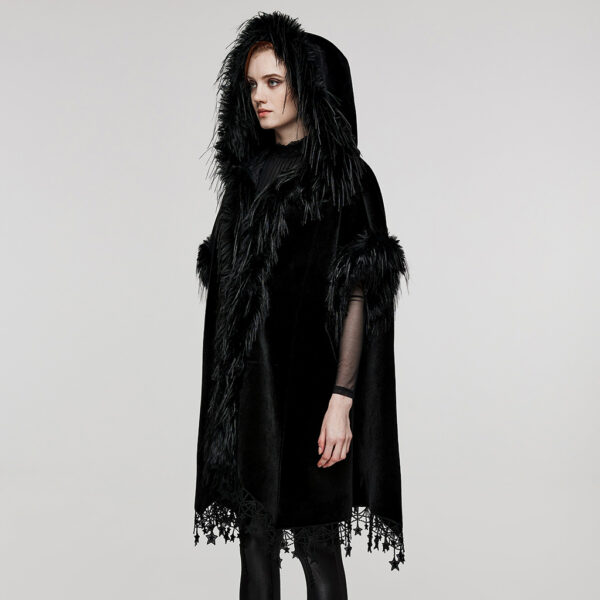 PUNK RAVE Woven Fabric Texture Bat Hooded Goth Cloak - Image 2