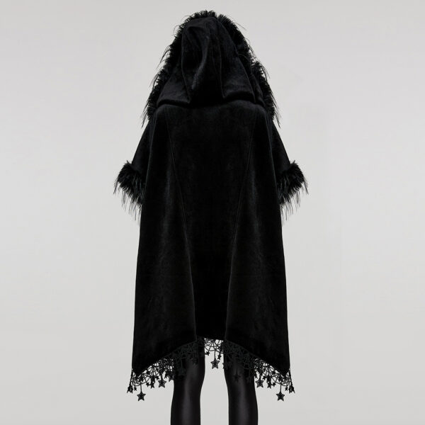 PUNK RAVE Woven Fabric Texture Bat Hooded Goth Cloak - Image 3