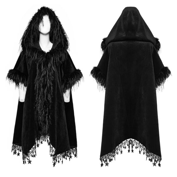 PUNK RAVE Woven Fabric Texture Bat Hooded Goth Cloak - Image 5