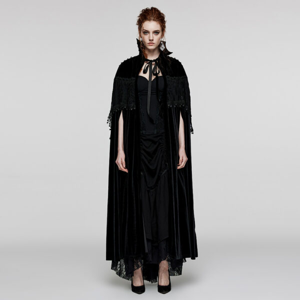 Gothic Bat Neck Velvet Tie Rope Cloak