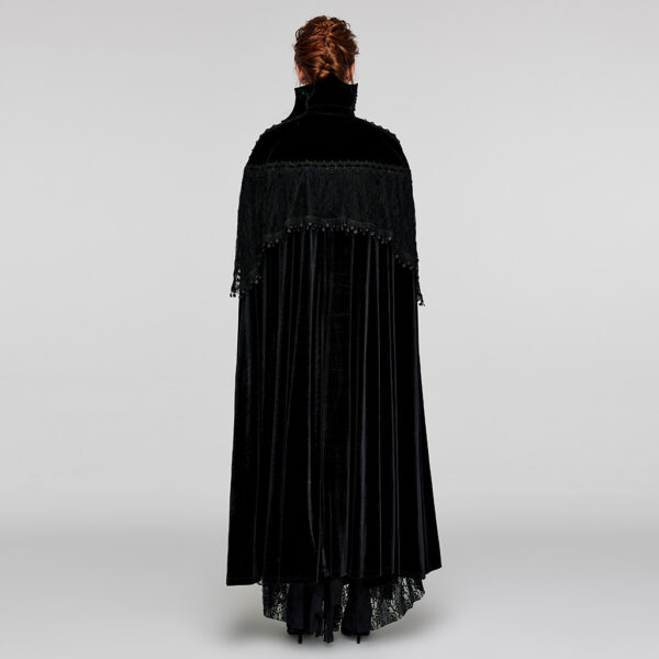 Gothic Bat Neck Velvet Tie Rope Cloak - Image 3