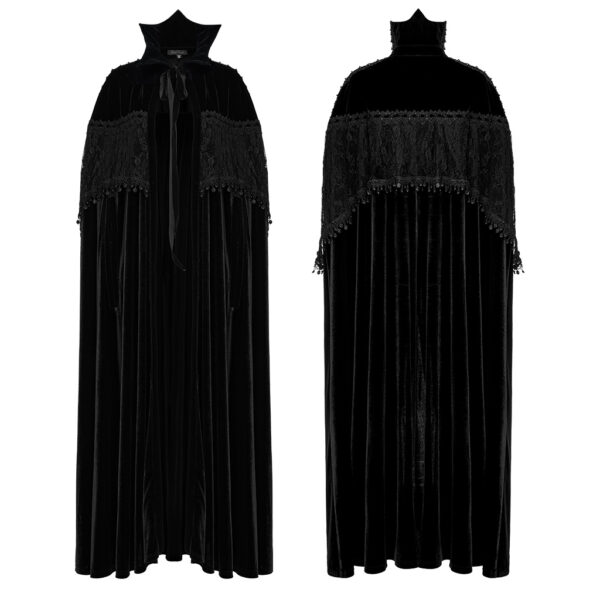 Gothic Bat Neck Velvet Tie Rope Cloak - Image 5