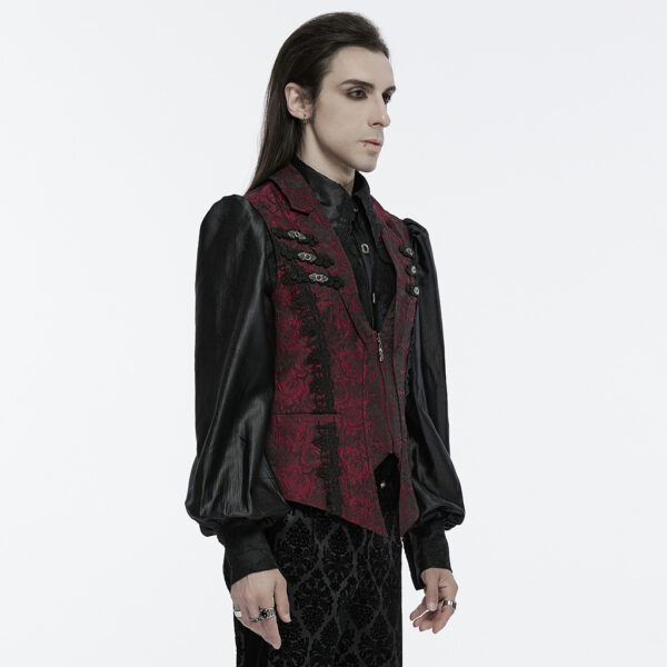 PUNK RAVE Buckle Flip Collar Gothic Rose Waistcoat - Image 3