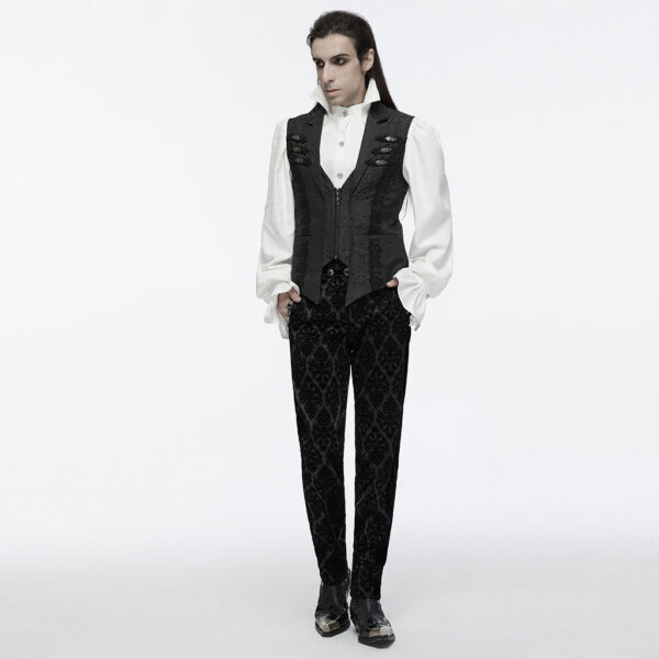 PUNK RAVE Buckle Flip Collar Gothic Black Rose Waistcoat - Image 5