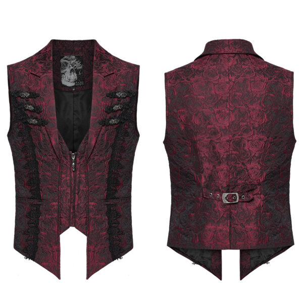 PUNK RAVE Buckle Flip Collar Gothic Rose Waistcoat