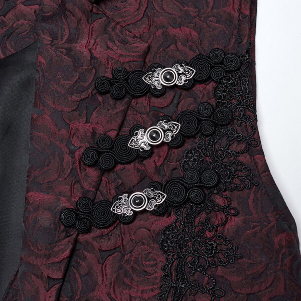 PUNK RAVE Buckle Flip Collar Gothic Rose Waistcoat - Image 9