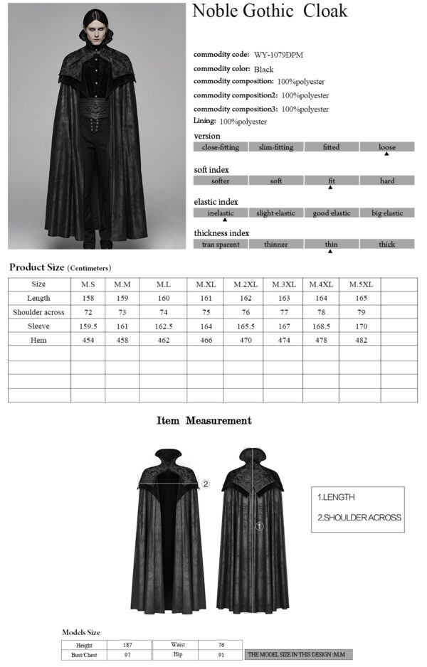 PUNK RAVE Gothic Jacquard Cloak - Image 9