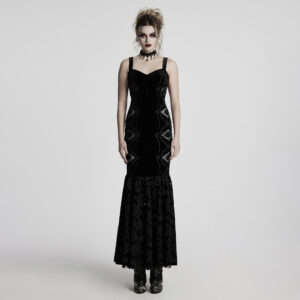 Gothic Retro Velvet Embroidered Dress