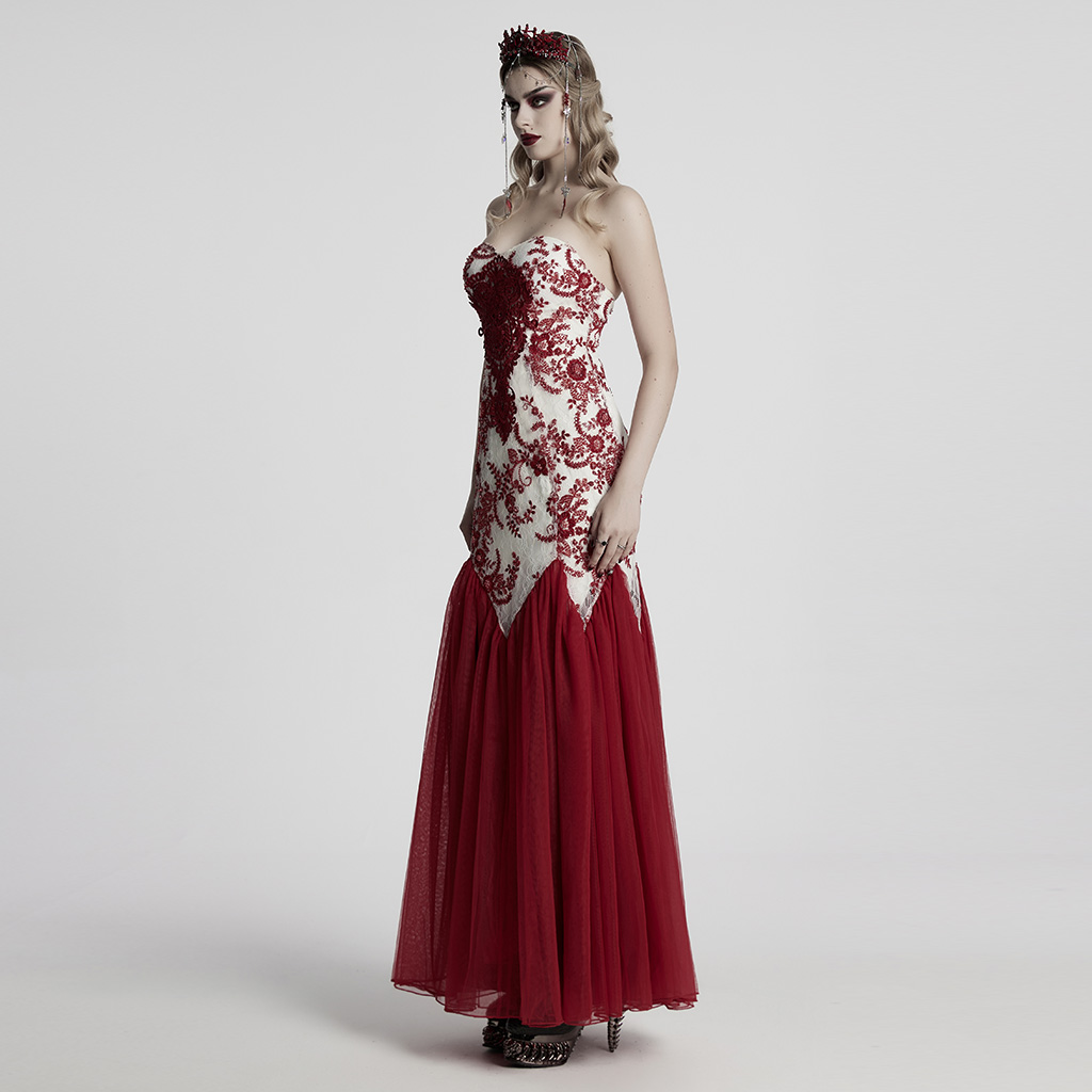 Elegant Retro Floral Lace And Gauze Gothic Glamorous Dress - Image 2
