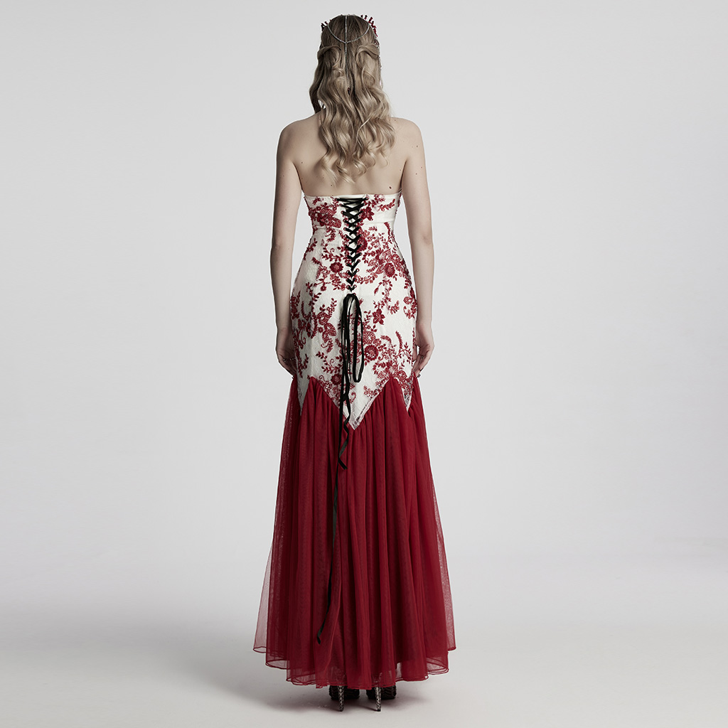 Elegant Retro Floral Lace And Gauze Gothic Glamorous Dress - Image 3