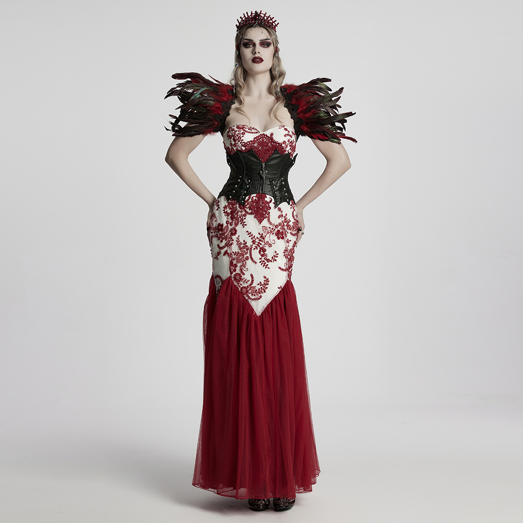 Elegant Retro Floral Lace And Gauze Gothic Glamorous Dress - Image 4