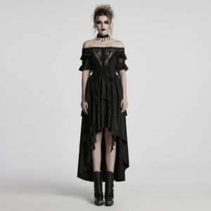 Gothic Elegant Off Shoulder Ruffled Sleeves Dress