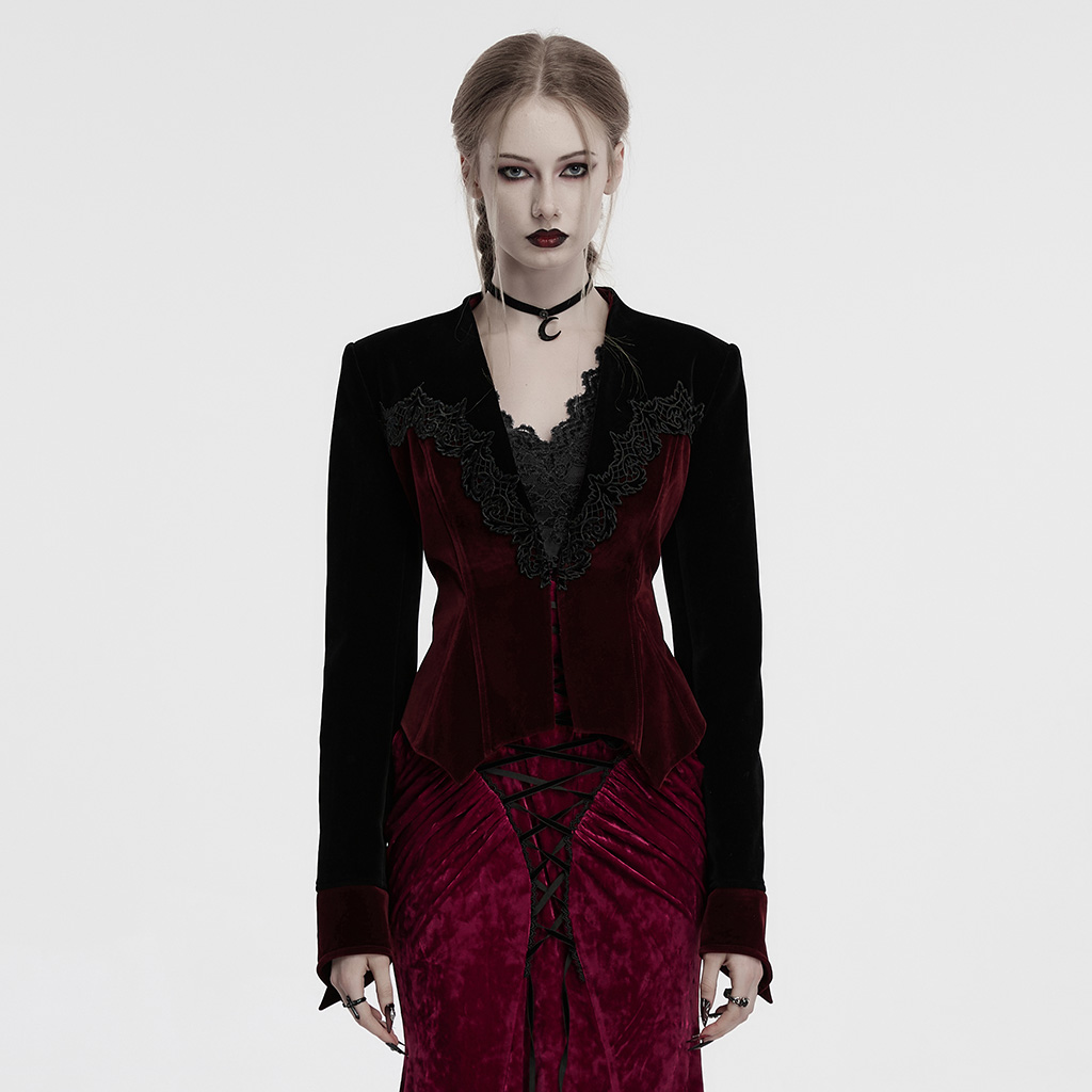 Goth Bat Red Hem Jacket