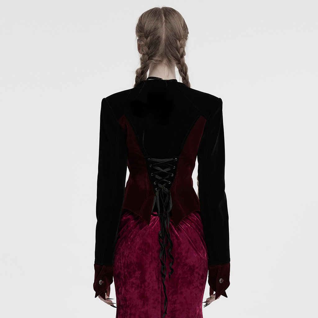 Goth Bat Red Hem Jacket - Image 3
