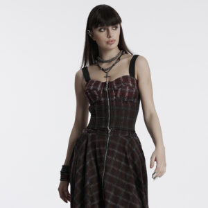 Punk Gradient Plaid Top Vest