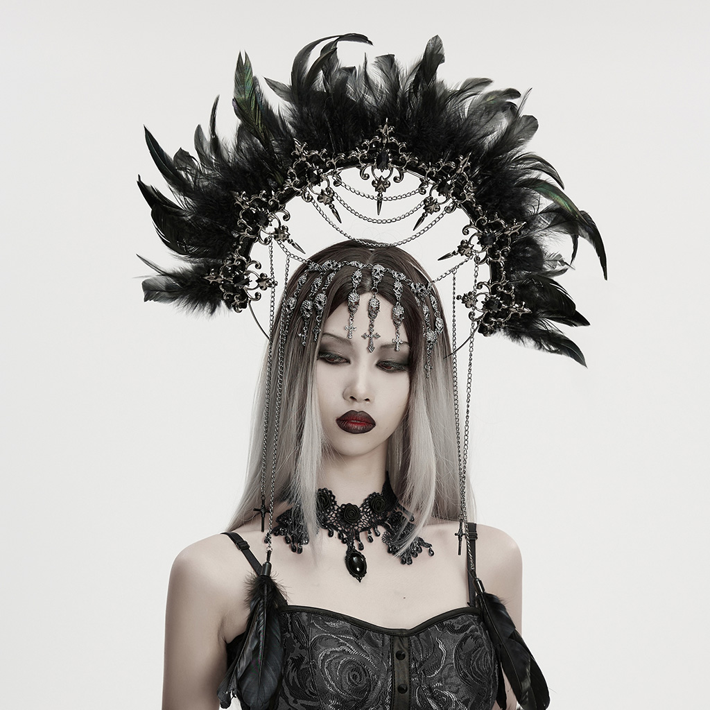 Goth Virgin Feather Hair Hoop - Image 2