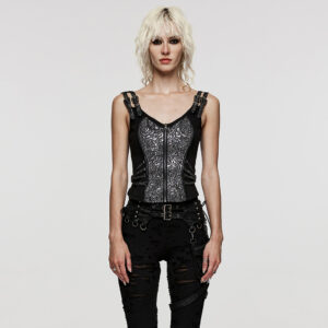 Steampunk Jacquard Vest- Black/Silver