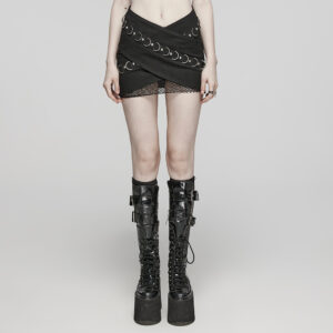 Black Cross Layout Punk Skirt