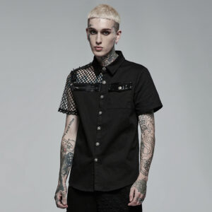 Punk Asymmetric Stitching Shirt